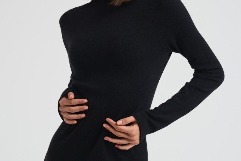 Abito donna lungo con collo alto nero 2025346 BLACK LISA YANG 