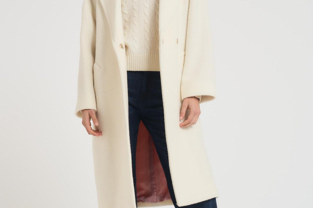 Cappotto donna midi in lana panna NAUSICA FENICE100 ACCADEMIE TESSILI 