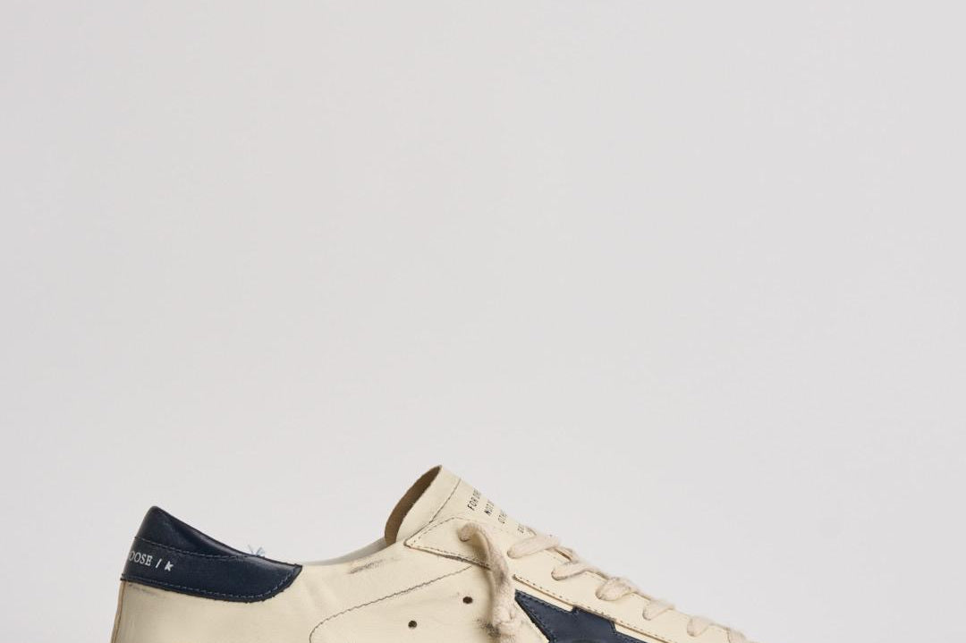 Sneakers uomo Super-star crema e blu GMF00101 F00416415430 GOLDEN GOOSE 