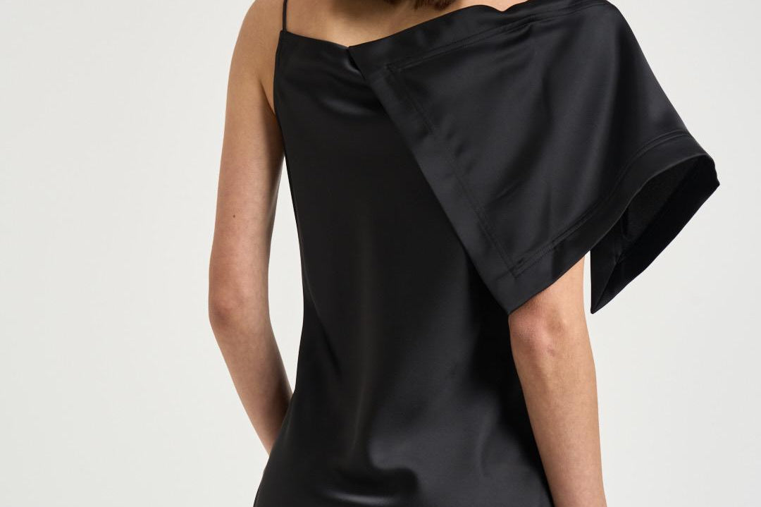 Abito donna midi asimmetrico nero THIANA BLA0126S IRO 