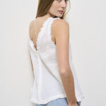 Top donna bianco in lino D311664 BEACH25002 P.a.r.o.s.h. 