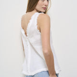 Top donna bianco in lino D311664 BEACH25002 P.a.r.o.s.h. 