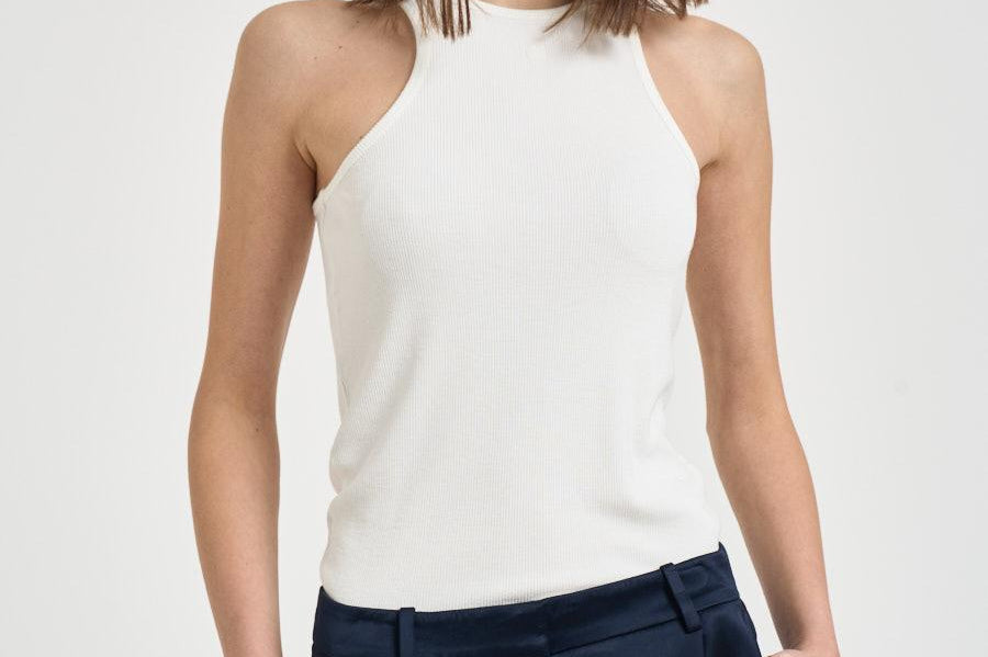 Canotta donna in cotone bianca 12206 IVY42IVORY ANINE BING 