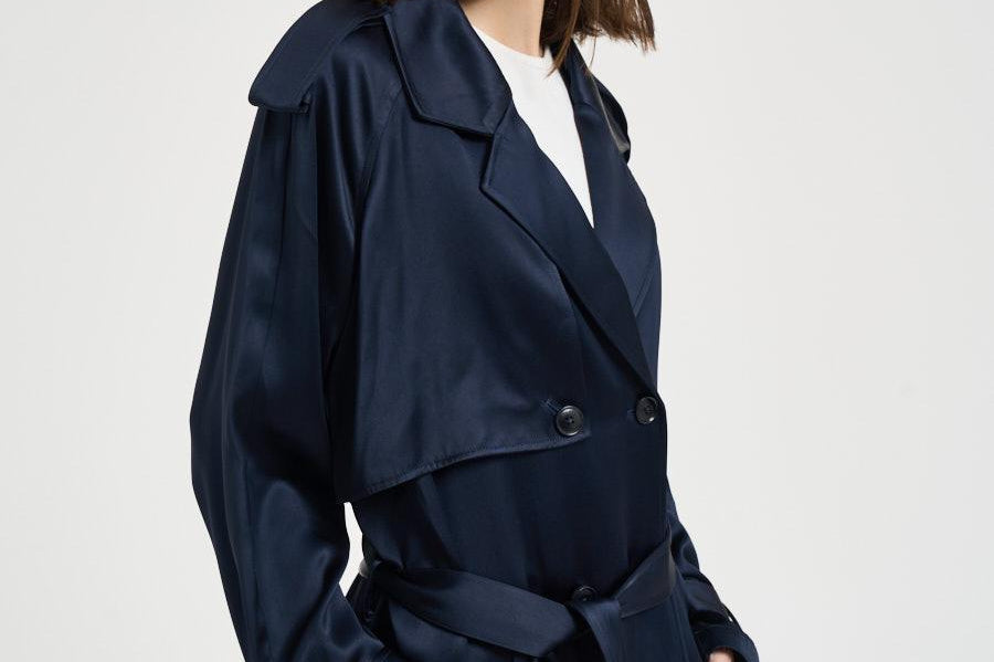 Trench donna lungo viscosa blu 11779 NAVY ANINE BING 