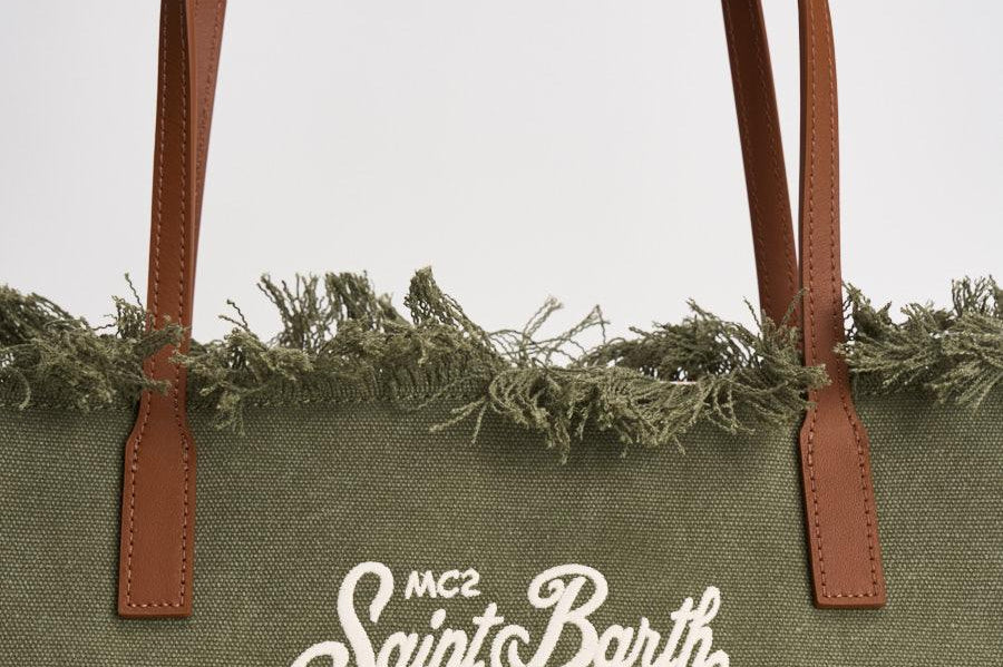 Borsa donna City in canvas verde CBF0001 CANVAS52 MC2 SAINT BARTH 