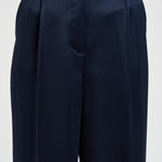 Pantalone donna con pinces satinato blu 12021 NAVY ANINE BING 