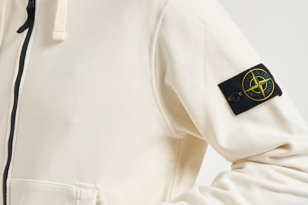 Felpa uomo con zip panna 6100061 S0051V0093 STONE ISLAND 