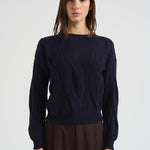 Maglione girocollo trecce donna Nils blu NILS 80MARINEFONCE KUJTEN 