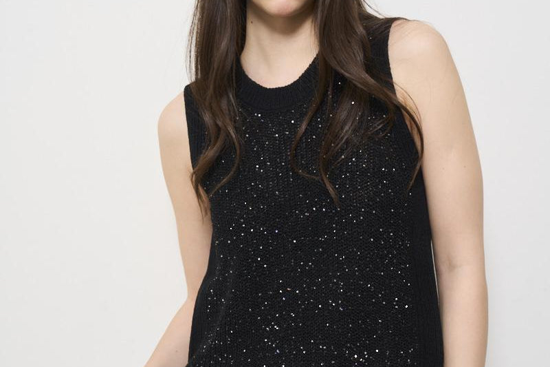Gilet donna in maglia nero con glitter MG000167D 9300 HERNO 