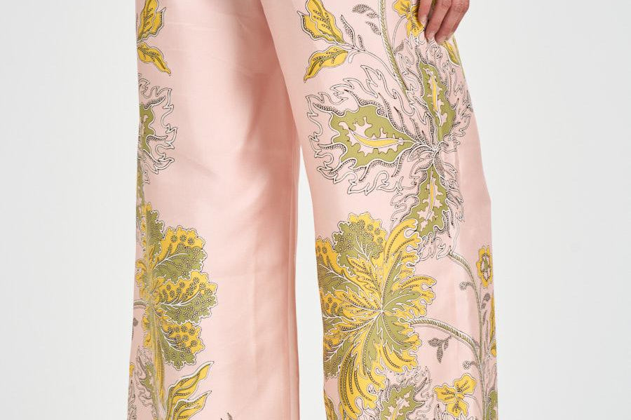 Pantalone donna fantasia floreale rosa TRO0026 PI01 LA DOUBLE J. 