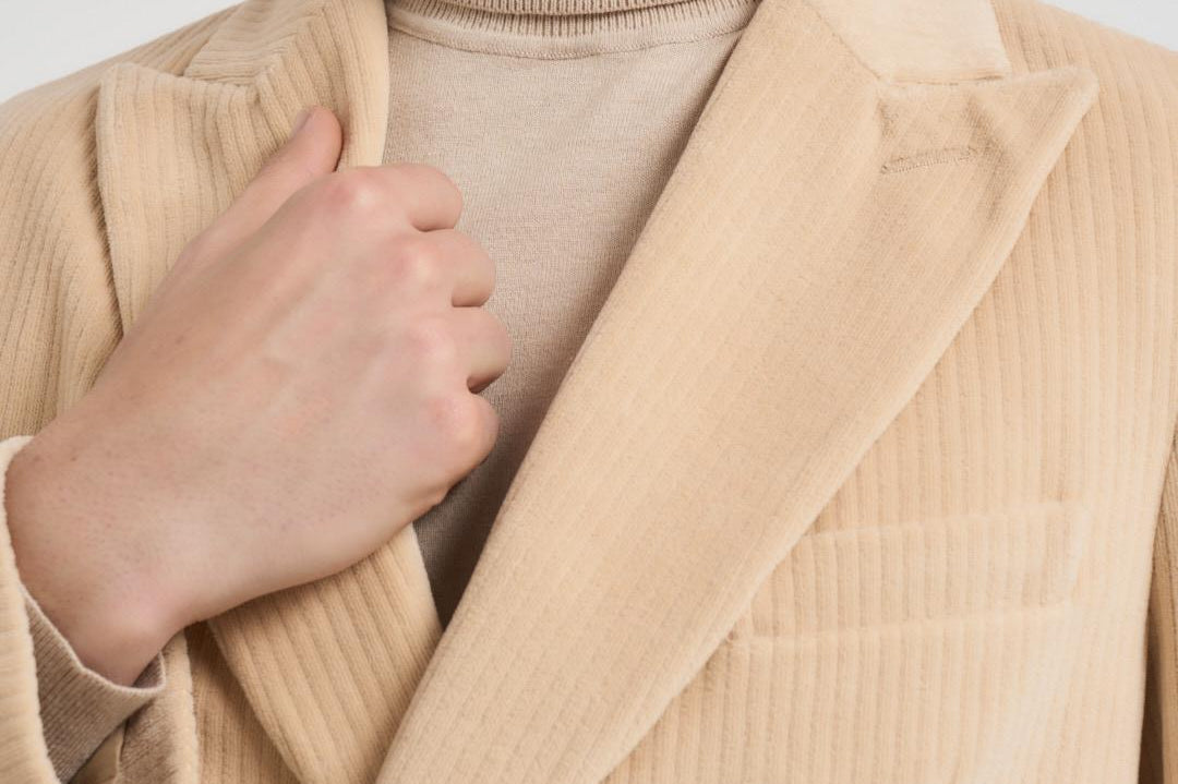 Giacca uomo doppiopetto in velluto panna CN4963 G1058 CIRCOLO 1901 