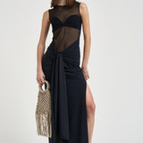 Abito donna con nodo nero 626SS6850O BLACK DANAME 