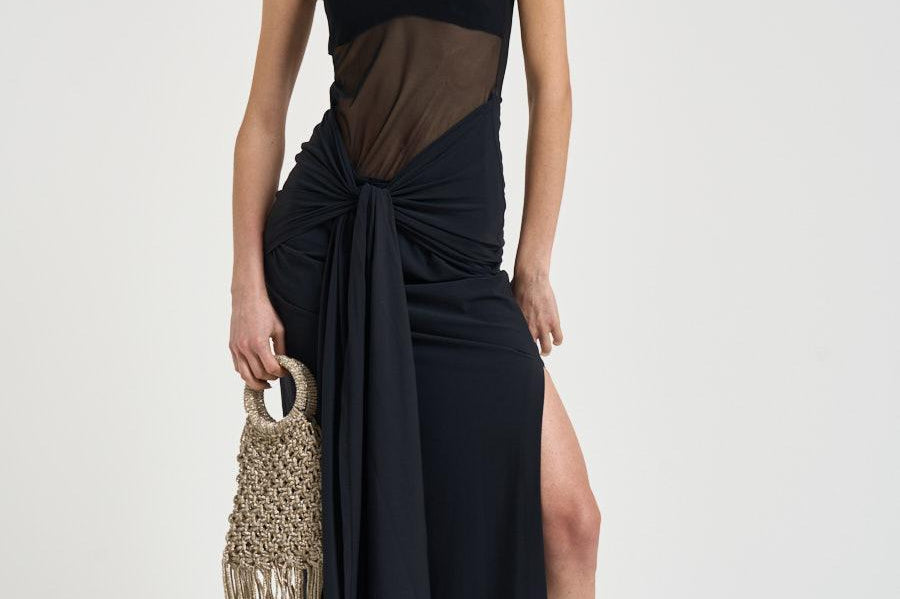 Abito donna con nodo nero 626SS6850O BLACK DANAME 