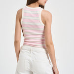 Canotta donna a righe rosa e panna ADA 01906L MC2 SAINT BARTH 
