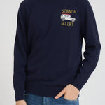 Maglia uomo girocollo con ricamo blu HERON LTEMBRYCARLIFT61 MC2 SAINT BARTH 