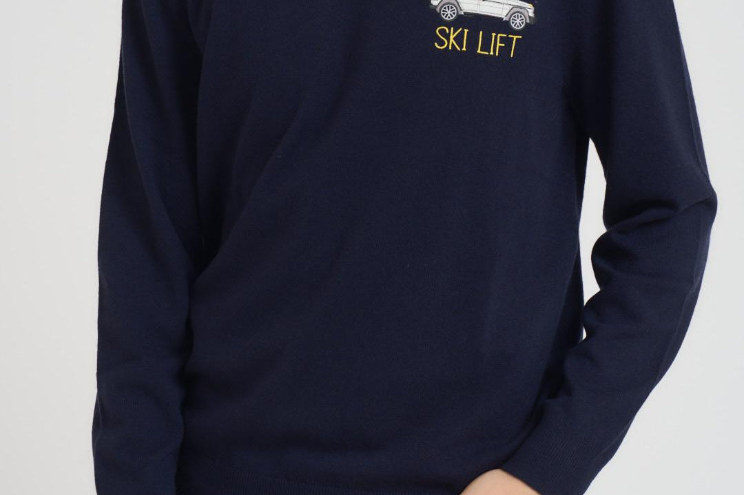 Maglia uomo girocollo con ricamo blu HERON LTEMBRYCARLIFT61 MC2 SAINT BARTH 