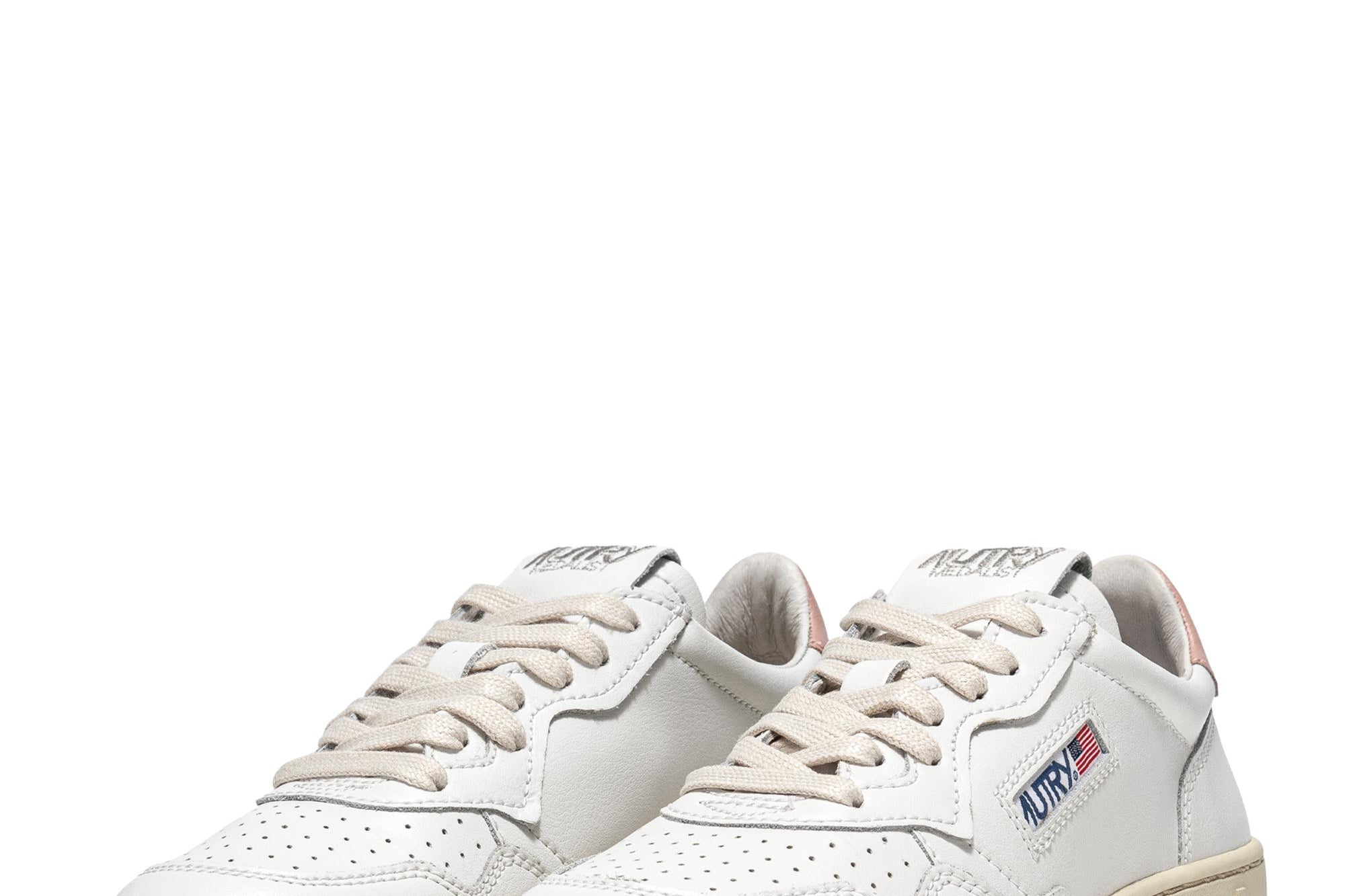 Sneakers donna medalist low in pelle bianca e rosa AULW LL16 AUTRY 