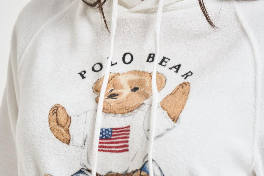Felpa donna con cappuccio Bear panna 211A12745 001 RALPH LAUREN 