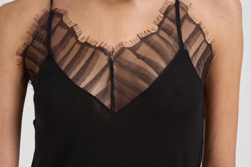 Top in seta con dettagli pizzo donna MAELLY BLACK IRO 