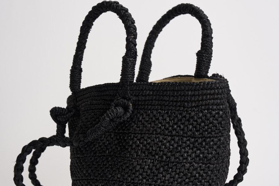Borsa donna Arona in rafia nera ARONA BLACK IBELIV 
