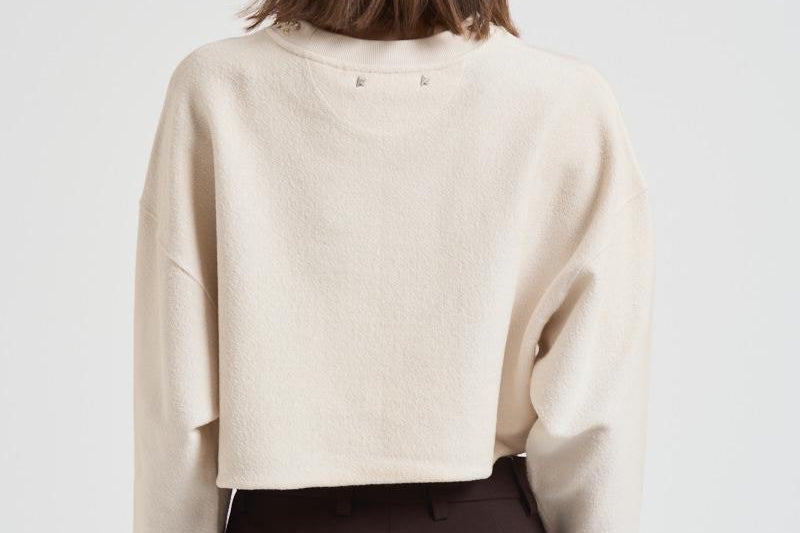 Maglia donna cropped panna GWP02203 P00212211616 GOLDEN GOOSE 