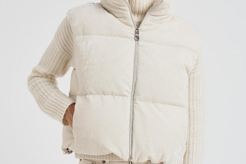 Piumino smanicato in velluto panna PI00157DR 1985 HERNO 