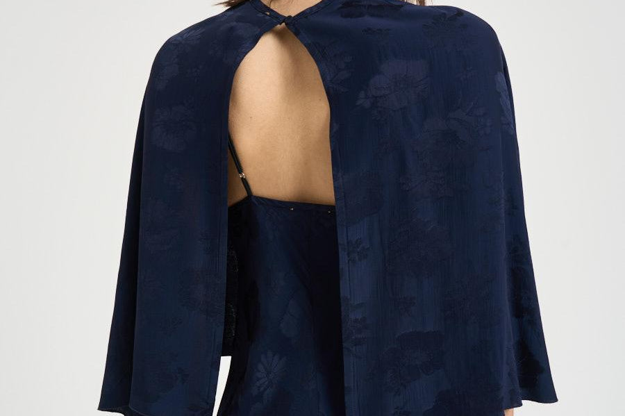 Abito donna con mantella removibile blu 14561 5015 FORTE FORTE 
