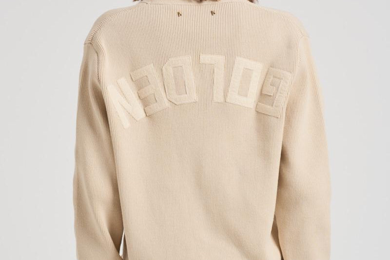 Cardigan in maglia con logo GWP00950 P00197255550 GOLDEN GOOSE 