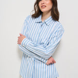 Camicia donna gessata celeste DALIA 85229001 XACUS 