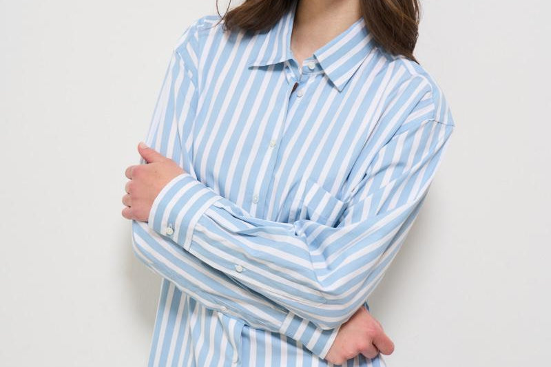 Camicia donna gessata celeste DALIA 85229001 XACUS 