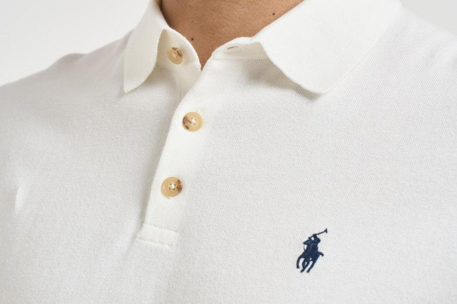 Polo uomo in maglia bianca 710980682 005 RALPH LAUREN 