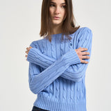 Maglia donna girocollo a trecce celeste 211971869 009 RALPH LAUREN 