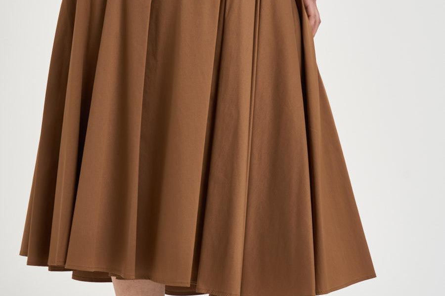 Gonna midi donna a balze marrone S6SK34 T89 SEMICOUTURE 