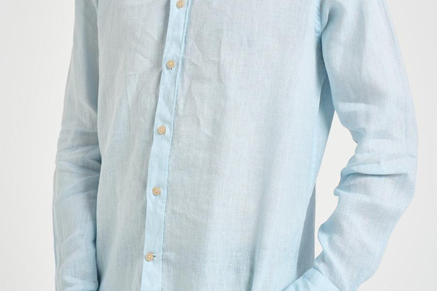 Camicia uomo in lino azzurra J66TNP UB1 ACCADEMIE TESSILI 