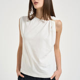 T-shirt donna smanicata con dettaglio gioiello dorato 106478A35D MELODYZ05 PINKO 