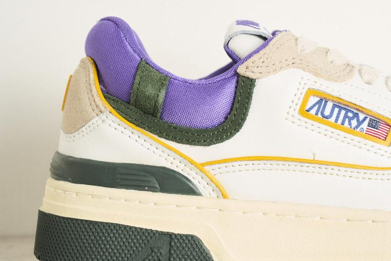 Sneakers donna low bianco, verde e viola ROLW MM36 AUTRY 