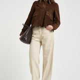 Giacca donna in suede marrone S1180 306 BAZAR DELUXE 