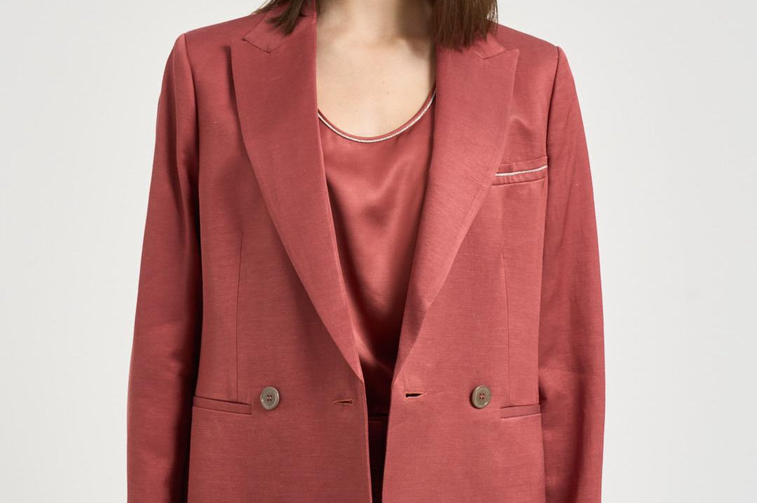 Blazer donna doppiopetto rosso mattone A01214D 01926124 PESERICO 