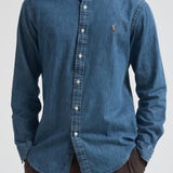 Camicia uomo in denim scuro Custom-Fit 710548539 001 RALPH LAUREN 