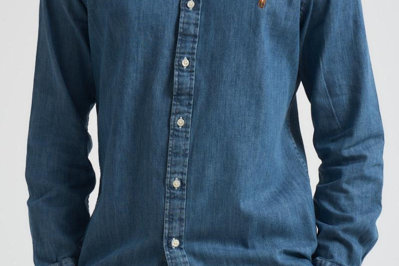 Camicia uomo in denim scuro Custom-Fit 710548539 001 RALPH LAUREN 