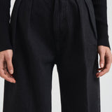 Pantalone donna a palazzo in denim nero 14336 8006NOIR FORTE FORTE 