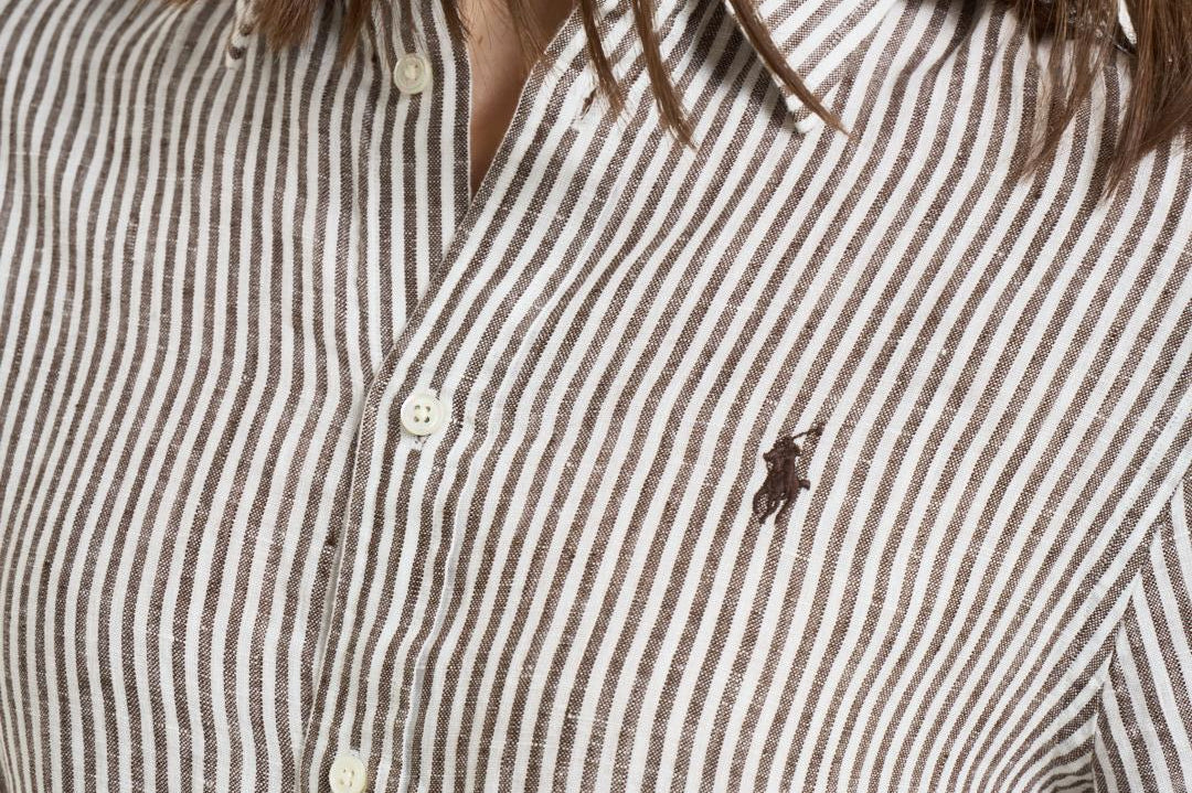 Camicia donna a righe marroni 211A96158 007 RALPH LAUREN 