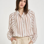 Camicia donna a righe marroni Y6SK60 RG105 SEMICOUTURE 