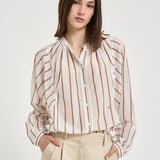 Camicia donna a righe marroni Y6SK60 RG105 SEMICOUTURE 