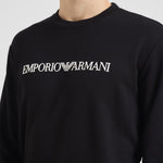 Felpa uomo girocollo nera con stampa logo 8N1MR6 1JRIZF009 EMPORIO ARMANI 