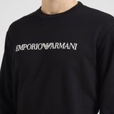 Felpa uomo girocollo nera con stampa logo 8N1MR6 1JRIZF009 EMPORIO ARMANI 