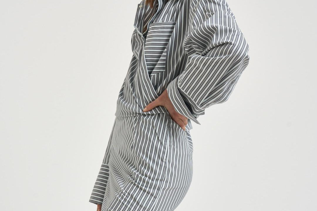 Abito donna a portafoglio bianco e grigio LAZUL MUL5726S IRO 