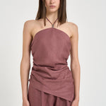 Top donna drappeggiato melanzana S6SN02 H92 SEMICOUTURE 