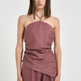 Top donna drappeggiato melanzana S6SN02 H92 SEMICOUTURE 