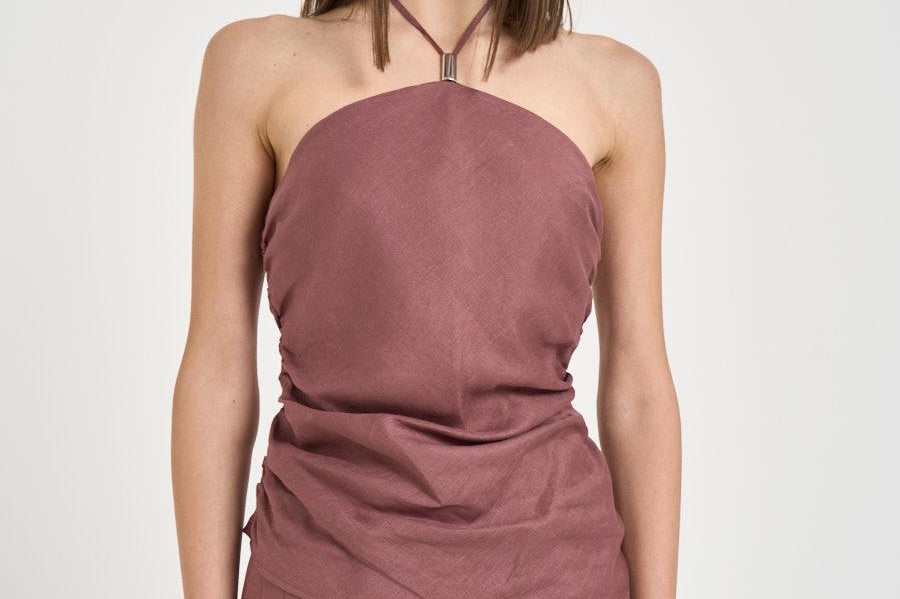 Top donna drappeggiato melanzana S6SN02 H92 SEMICOUTURE 